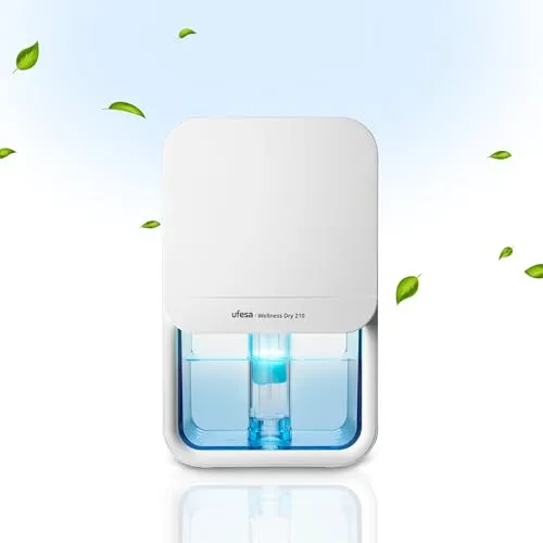 Ufesa Wellness Dry 210 Ultrasilent Luftentfeuchter ≤35dB, 210ml/Tag, 23W, 800ml Kapazität, 7 Einstellbare Farben, Bis zu 20m², Automatische Abschaltung