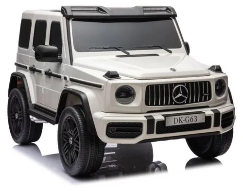 Leantoys Batteriebetriebenes Auto Mercedes G63 XXL Weiß 24V - Das Elektroauto Mercedes G63 XXL in Weiß 24V bietet Kindern ein realistisches Fahrerlebnis. Es kombiniert modernen Style mit einfacher Bedienung und sorgt für sicheren Spielspaß im Freien.