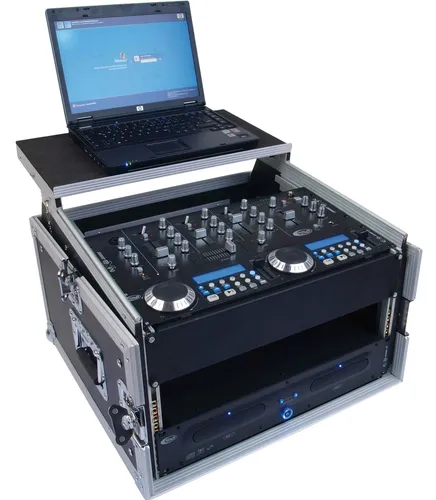 DJ Case TEGO PRO Winkelrack Flightcase mit Laptop Notebook Ablage 6HE/8HE