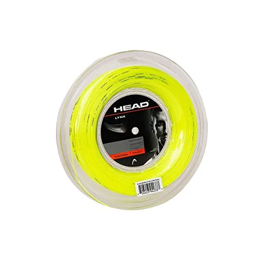 HEAD Lynx Rolle Tennis-Saite 17, Yellow - Tennissaiten für aggressive Spieler, bietet lebendiges Spielgefühl und exzellente Kontrolle. Länge: 200 m, Stärke: 1.25 mm, ideal für Turniere und Clubspiele.