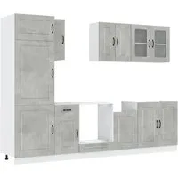 vidaXL 8-tlg. Küchenschrank-Set Kalmar in Betongrau - Küchenunterschränke mit elegantem Design, viel Stauraum und pflegeleichter Oberfläche aus robustem Holzwerkstoff – perfekt für moderne Küchen!