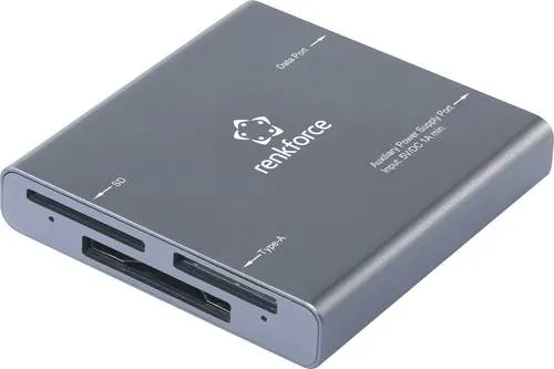 Renkforce RF-CR-700 Externer Speicherkartenleser USB-C - Speicherkartenleser & -adapter mit USB 3.2 Gen 2 für blitzschnelle Datenübertragung und kompakte Bauweise, ideal für unterwegs.
