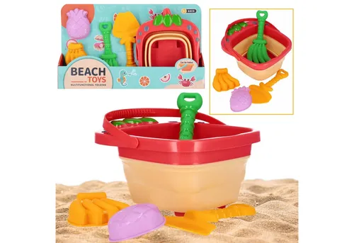 Sarcia.eu Sandeimer Sandkasten Spielzeugset, zusammenklappbarer Sandeimer mit Zubehör