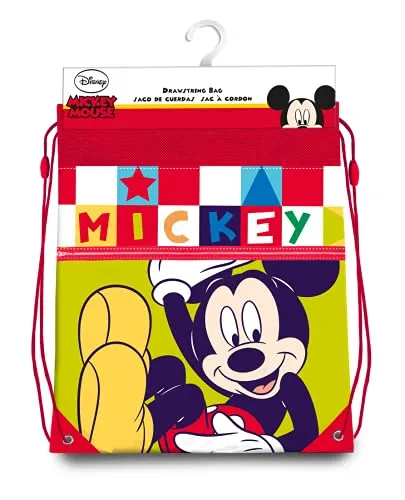 Micky Maus Turnbeutel [40x33cm], Turnbeutel aus strapazierfähigem Polyester. Auch verwendbar als stylischer Rucksack für z.B. den Strandausflug, Kids Licensing KL82959