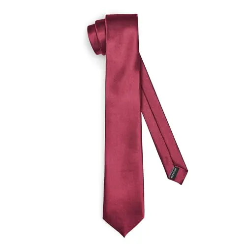 Ladeheid Klassische Herren Krawatte, glänzend, Perfekt für Büro & Festlichkeiten, Vielfältige Farben - Ideal für Geschäftsmeetings, Hochzeiten TMS-7 (150cm x 7cm, Weinrot)
