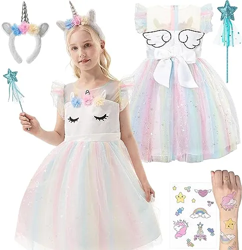 corimori Bequemes Einhorn Kleid für Mädchen mit Flügeln von Corimori
