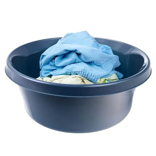 KADAX Matte Plastikwaschschüssel, Kunststoffschüssel, Runde Spülschüssel, Robuste Waschschüssel, Haushaltswasserschüssel für Badezimmer, Allzweck-Wanne (Marineblau, 4L)