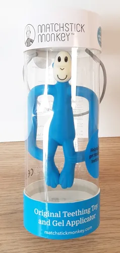Matchstick Monkey Beißring / Zahnungshilfe Affe Original - blau Transportschaden