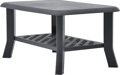 vidaXL Witterungsbeständiger Couchtisch 90x60cm - Kaffeetisch aus langlebigem, wetterbeständigem Kunststoff, ideal für den Außenbereich. Perfekt für täglichen Gebrauch, mit praktischer Ablage für Zeitschriften und Bücher.
