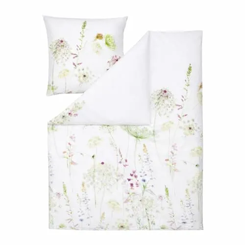 Estella Mako Jersey Bettwäsche 155x220 Meadow grün Blumenwiese 6948-53, 2-teilig - Hochwertige 2-teilige Bettwäsche aus 100% Baumwolle, perfekt für jede Jahreszeit. Mit praktischem Reißverschluss und pflegeleicht – für erholsamen Schlaf und besten Komfort.