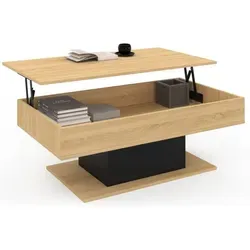 Idmarket - Couchtisch Klapptisch Rechteckig Eden Holz Und Schwarz