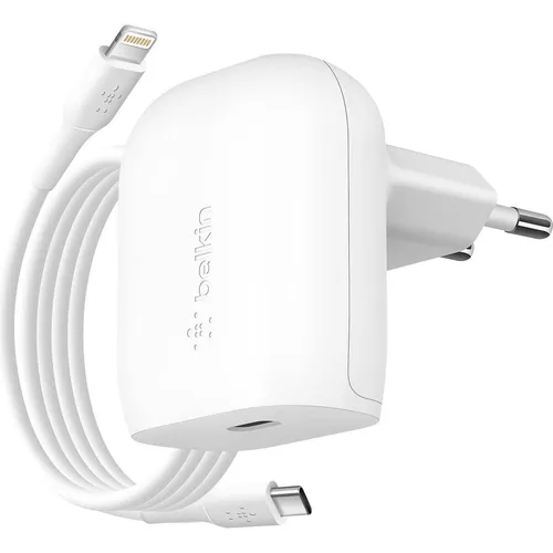 Belkin BoostCharge 20 Watt Fast Charge Netzteil - Handy Ladegeräte mit Power Delivery 3.1 für schnelles und sicheres Aufladen aller USB-C PD-fähigen Geräte, inklusive zuverlässigem USB-C auf Lightning-Kabel.