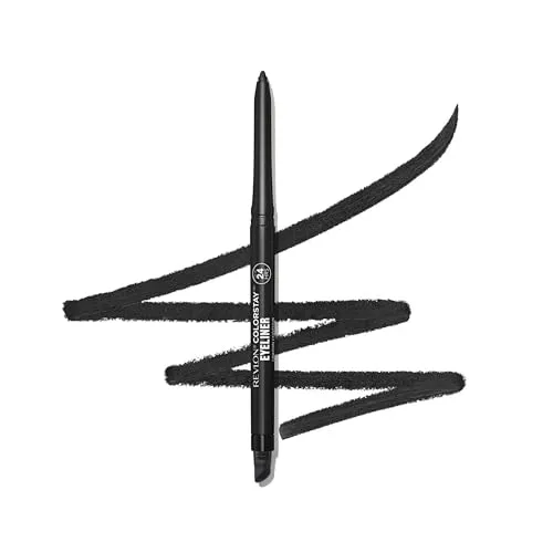 Revlon ColorStay Eyeliner Pencil, Nicht Übertragender und Wasserfester Eyeliner-Stift, Schwarz, Integrierter Anspitzer und Schwamm, 201 Black, 0.28 g