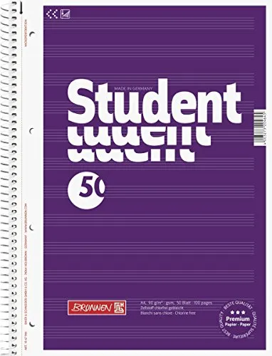 Brunnen 1067944 Notizblock/Collegeblock Student Notenblock (A4, 50 Blatt, Notenliniatur, 90 g/m², gelocht)