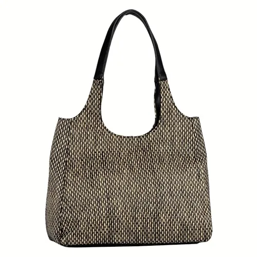 TOM TAILOR Denim Leana Damen Shopper Umhängetasche - Einkaufstaschen: Mittelgroßer Shopper mit Reißverschluss, ideal für jeden Tag. Leicht und stylisch, aus genarbtem Lederimitat oder Stroh in verschiedenen Farben.