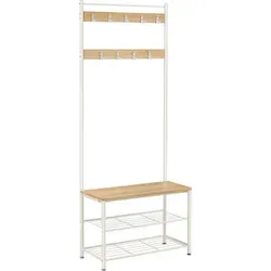 VASAGLE Garderobenständer mit Schuhablagen in beige von VASAGLE