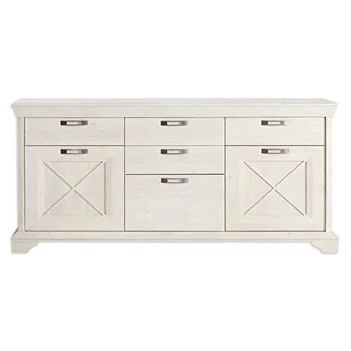 Forte Kommode mit 3 Türen und 4 Schubladen - Buffets mit pflegeleichter Oberfläche und langlebigem MDF, ideal für stilvolle Ordnung im Wohnbereich.