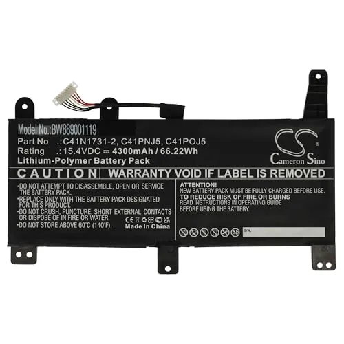 vhbw 1x Akku kompatibel mit Asus ROG Strix G G531GV-AL317, G731GU-EV001T, G531GV-AL022T Notebook (4300 mAh, 15,4 V, Li-Polymer)