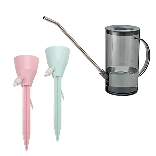 Gießkanne Klein,1 Liter Giesskanne Zimmerpflanzen mit 2 Stück Automatisch Bewässerung Set für Garten Balkon Zimmerpflanzen im Freien