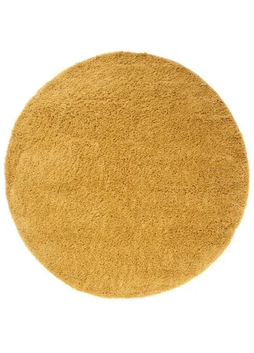 Produktbild TAPISO Essence Teppich Rund Gelb Senffarbe Hochflor 100 x 100 cm