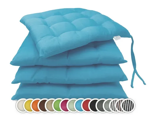 ZOLLNER Stuhlkissen 40 x 40 cm mit Bindebändern in blau von Zollner