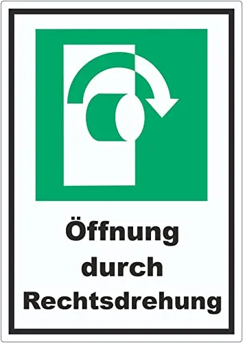 Öffnung durch Rechtsdrehung Aufkleber A9 (37x52mm)