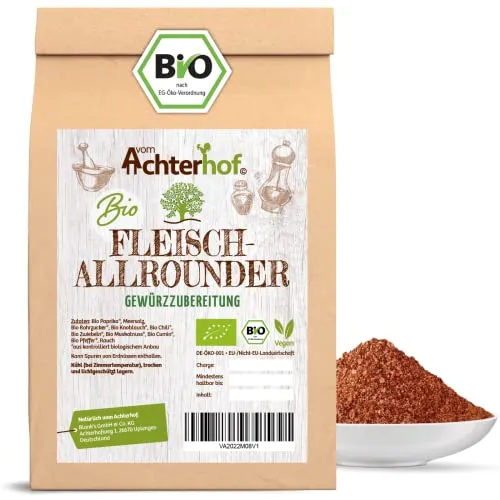 Fleischallrounder Gewürzzubereitung Bio 100g | universell einsetzbares Fleischgewürz | Milde Schärfe | Bio-Qualität | vom Achterhof