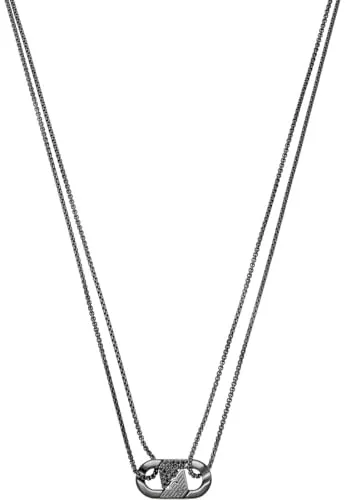 Emporio Armani Herren-Edelstahl-Halskette - Ketten für Herren aus hochwertigem Edelstahl, elegantes mattes Finish in Silber-Grau und sicherer Karabinerverschluss für stilvolle Auftritte.