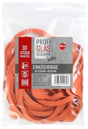 Weck 30er Beutel Gummiringe 112 x 128 mm Ø 120 mm (Gummidichtringe, Einkochgläser) 76136, Orange