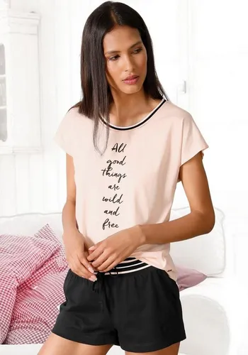 s.Oliver Shorty (Set, 2 tlg) mit gestreiften Bündchen und Schriftprint