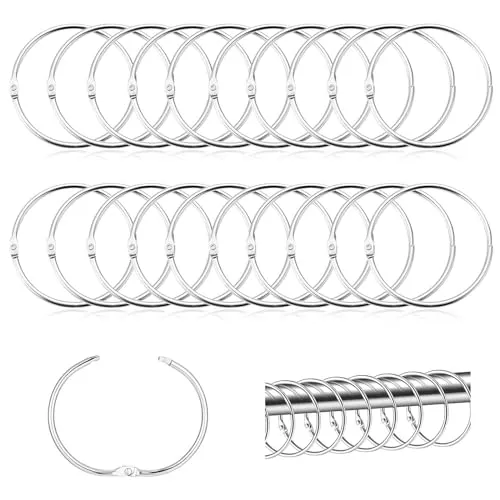 Stück Vorhangringe, 50mm Gardinenringe zum Öffnen Metall Vorhang Ringe Duschvorhangringe Rostfrei Duschvorhang Haken für Duschvorhänge Gardinenstangen Buchringe (Silber) 50
