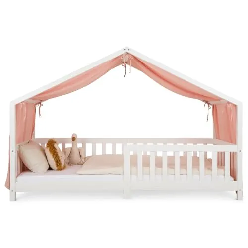IDIMEX Betthimmel LIAN, Rosa Musselin Vorhang für Kinderzimmer - Betthimmel aus 100% Baumwolle, ideal für eine gemütliche Schlafumgebung im Kinderzimmer, Breite: 125 cm, in zartem Rosa.