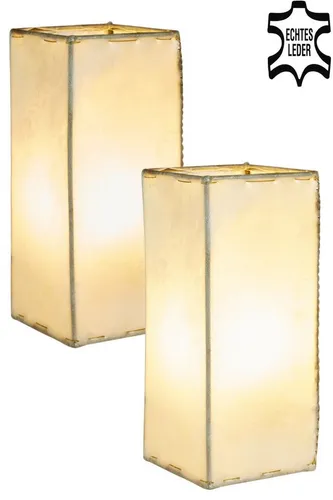 Marrakesch Orient & Mediterran Interior Stehlampe 2er Set Janka natur - Standleuchten im 2er Set aus handgefertigtem Ziegenleder, die warmes Licht spenden und eine gemütliche Atmosphäre schaffen. Jede Lampe ist ein Unikat, ideal für stilvolle Akzente.