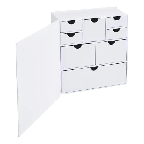 VBS Schachtel-Schrank, 8-schübig, Karton, Weiß, räumliches Ordnen und Aufbewahren, Praktisches Verstauen, Aufbewahrungsboxen