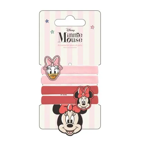 Cerda Haargummi, 4 Stück, Minnie, 6,5 x 12,5 x 0,1 cm