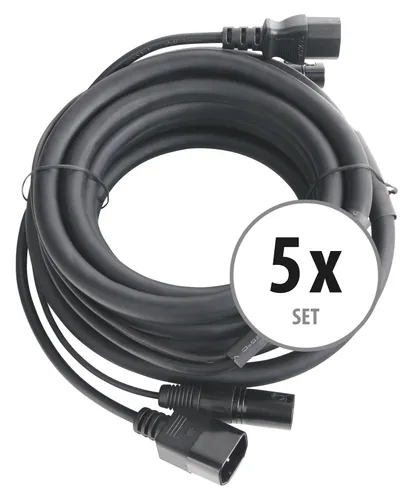 Pronomic Stage IECD-5 DMX Hybridkabel C/DMX 5m Set - Zubehör für Lichttechnik - 5 Stück Kombi-Kabel für Strom und DMX-Signal, ideal zur Vermeidung von Kabelsalat bei Lichteffekten.