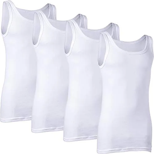 Erwin Müller Herren-Unterhemd 4er-Pack Doppelripp weiß Größe 7 - Kochfestes Herren-Unterhemd im Uni Design, aus 100% Baumwolle für hohen Tragekomfort. Ideal für den täglichen Gebrauch, pflegeleicht und strapazierfähig.