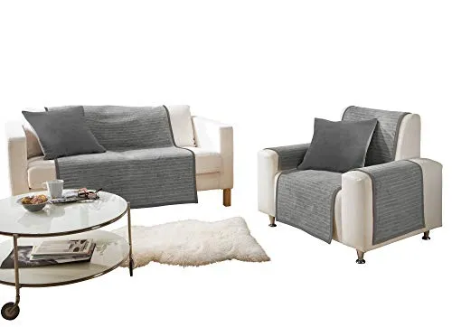 Erwin Müller Sessel- und Sofaschoner Rimini Baumwollmischung grau Größe 100x200 cm