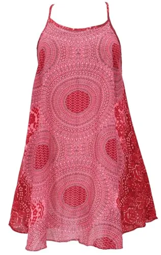 Boho Mandala Minikleid, Trägerkleid, Strandkleid, Tank Top - rot
