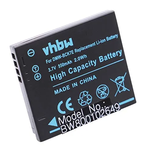 vhbw Akku kompatibel mit Panasonic Lumix DMC-FP7R, DMC-FP7A, DMC-FP7, DMC-FP7K, DMC-FP5S, DMC-FP5P Kamera (550 mAh, 3,7 V, Li-Ion)