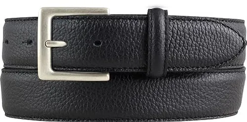 BELTINGER Trachten-Gürtel, 35 mm breit, Herren, Gürtel für die Lederhose, Hosengürtel, strukturiertes Leder, Schließe Altsilber | Schwarz 95cm