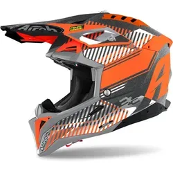 Airoh Aviator 3 Wave Carbon Motocross Helm, orange, Größe XS - Motorradhelm mit Doppel-D-Ringverschluss, optimaler Belüftung und aerodynamischem Spoiler für maximalen Komfort und Sicherheit beim Motocross.