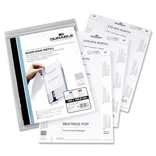 Durable Einsteckschild für Türschilder Info Sign und Click Sign, 149 x 52,5 mm, Beutel à 10 Stück, weiß, 485002