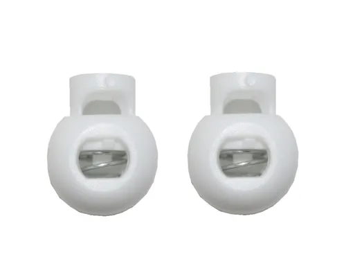 Kordelstopper Kordelklemme rund 1 Loch weiß 2 Stück (0124)