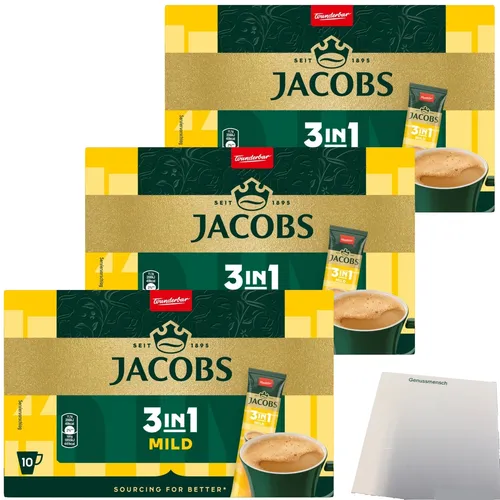 Jacobs 3in1 Löslicher Kaffee-Sticks mild 30er 3x130g Packung usy Block