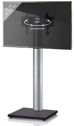 VCM my media TV-Ständer Onu schwarz, silber - TV-Halterungen mit schwenkbarem Design um 60° und eleganter Aluminium-Oberfläche, ideal für Bildschirme von 32 bis 70 Zoll und bis 30 kg Tragkraft.