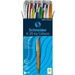Schneider Kugelschreiber K20 - Icy Colours farbsortiert, Schreibfarbe: blau, 20 St.