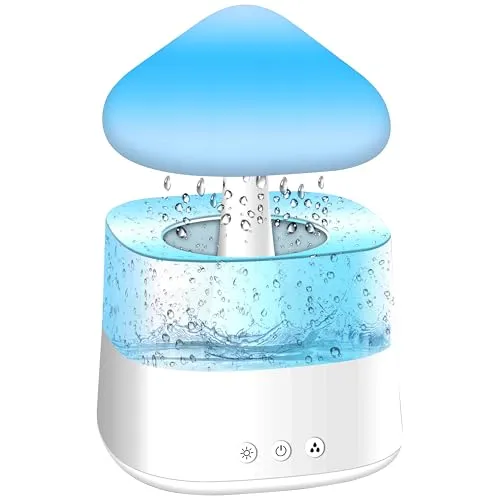 Retoo Regenwolken Luftbefeuchter 450ML Diffusor für ätherische Öle Nachttischlampe Aromathera-Pie 7 Farben Nachtlicht Duftlampe Lampe für Raum Schlafzimmer Kinderzimmer 10W 3 Duftöle