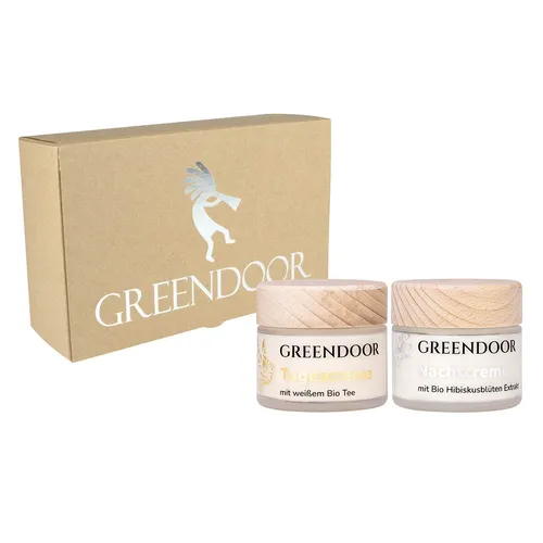 GREENDOOR Geschenk Set Tages- und Nachtcreme - Pflegeduo für unreine & ölige Haut - Tagescreme mit Bio Weißem Tee und Nachtcreme mit Avocadobutter. Natürliche Feuchtigkeit und Hautstraffung für einen strahlenden Teint.
