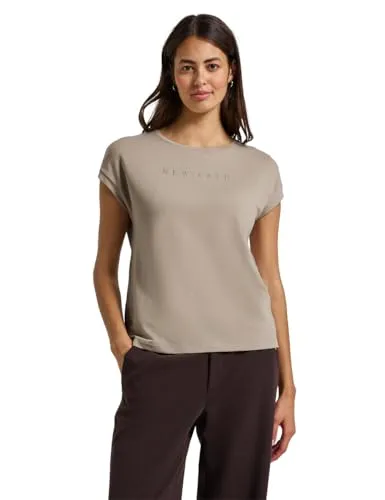 STREET ONE Damen T-Shirt, Gr. 38, morning beige - Bequemes Damen-Shirt aus hochwertigem Jersey mit Glitzerdetails. Ideal für einen casual Look und angenehm auf der Haut, perfekt für jeden Tag.